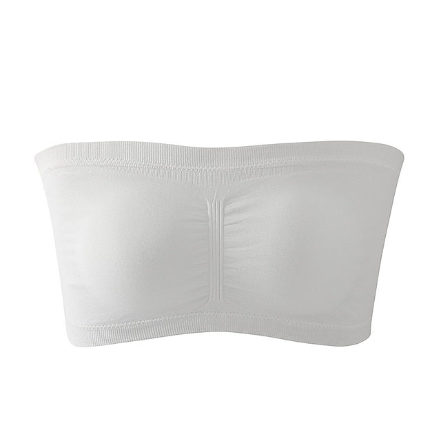 Seamless Bandeau Bra Plus Size Strapless Stretchy Tube Top Bra with Removable Pads for Women