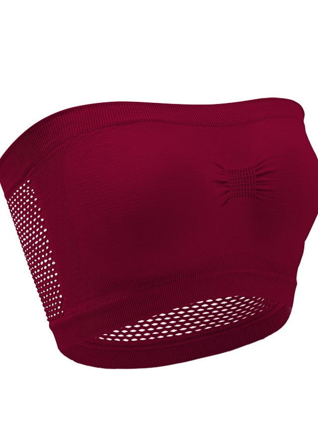 Women's Wireless Bras Padded Bras Tube Bra Strapless Bras Full Coverage Scoop Neck Breathable Invisible Pure Color Pull-On Closure