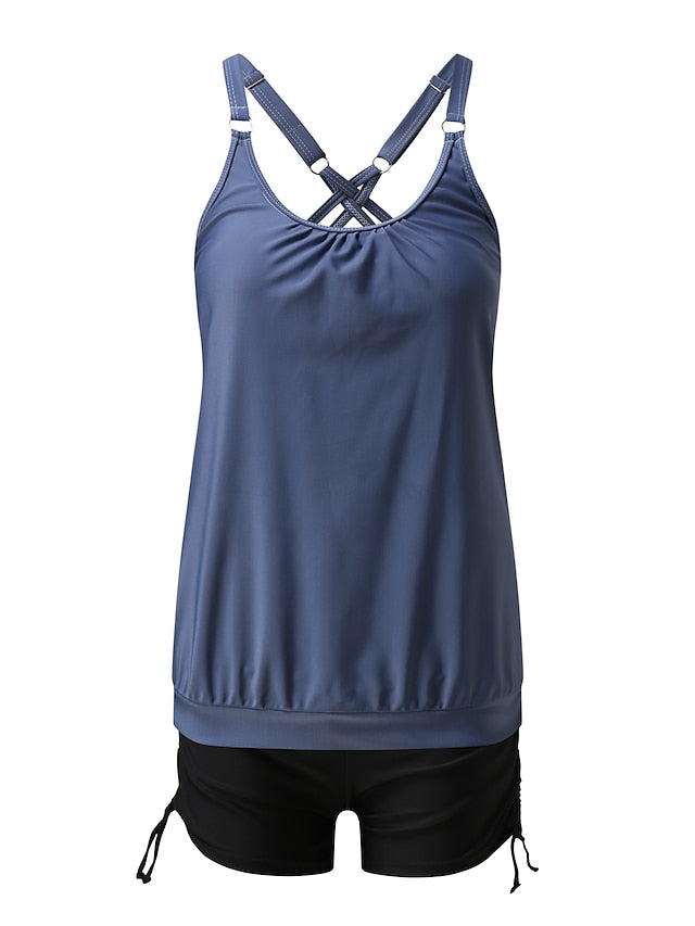 Women's Swimwear Tankini 2 Piece Plus Size Swimsuit Backless Water Sports Print Floral