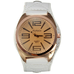 Rose gold Color Case PU Leather Band Women Watch