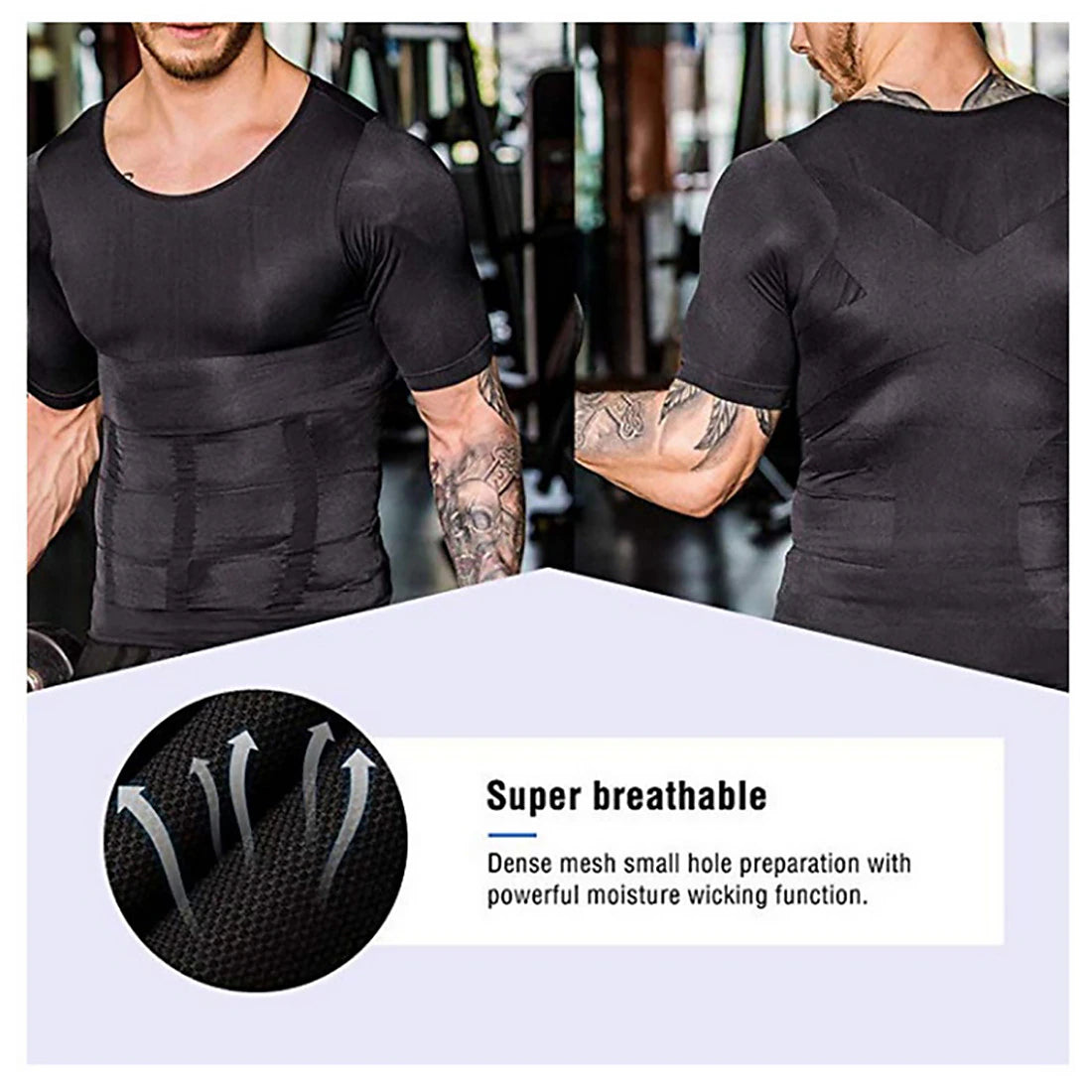 Men's Body Toning Shirt: Posture Corrective, Slimming, Fat Burning Compression Top