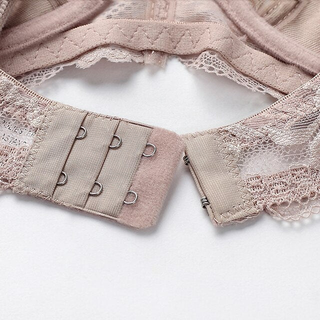 Female Luxury Lace Plus Size Gathered Bra Solid Color Push Up Fashion Sexy Thin Breathable Bra