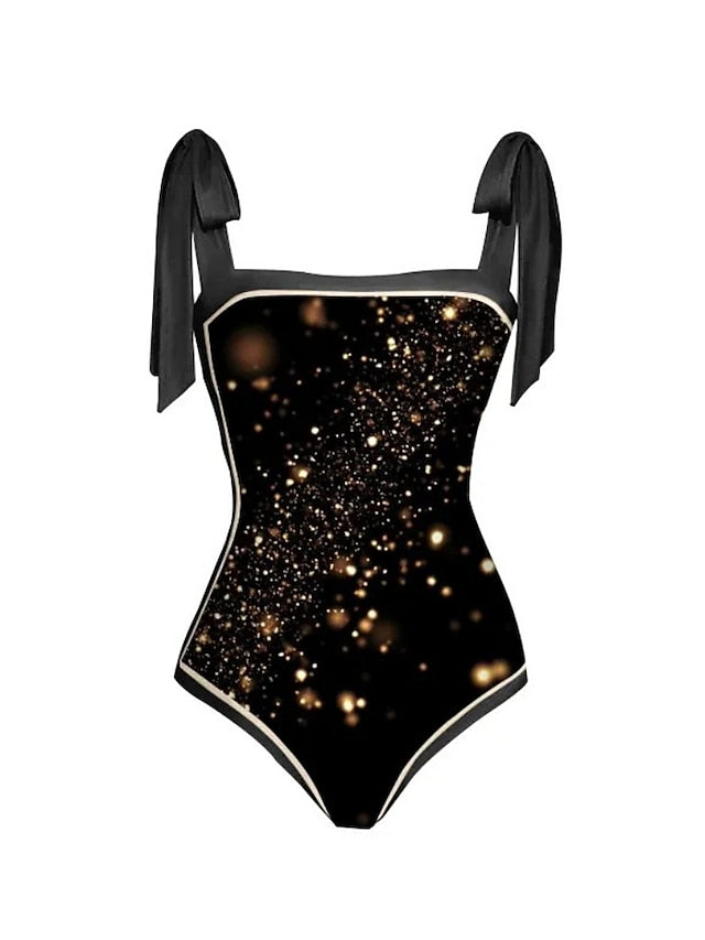 Women's Swimwear One Piece Beach Bottom Normal Swimsuit 2 Piece Printing Graphic Black Yellow Orange Bodysuit Bathing Suits Sports Beach Wear Summer