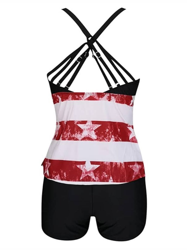 Women's Swimwear Tankini 2 Piece Normal Swimsuit Slim Pure Color Ocean Blue Camisole Bodysuit Strap Bathing Suits New Vacation Fashion