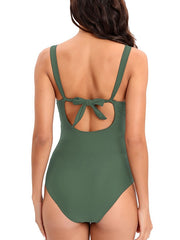 Women's Quick Dry One Piece Swimsuit Tummy Control Solid Leopard Black White Burgundy Green Red
