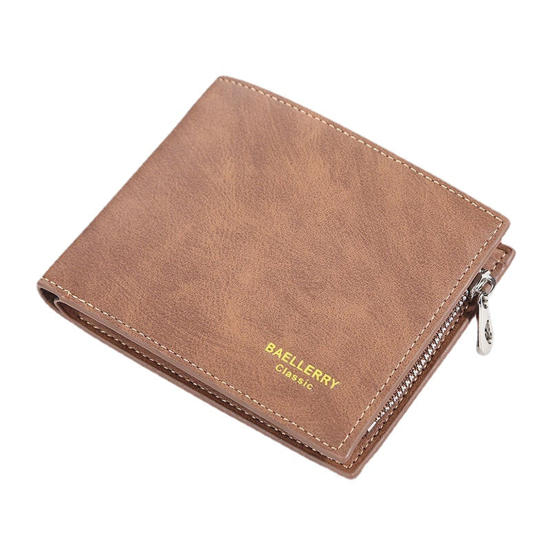 Men PU Leather Multi-card Slot Casual Zipper Money Clip Card Holder Wallet