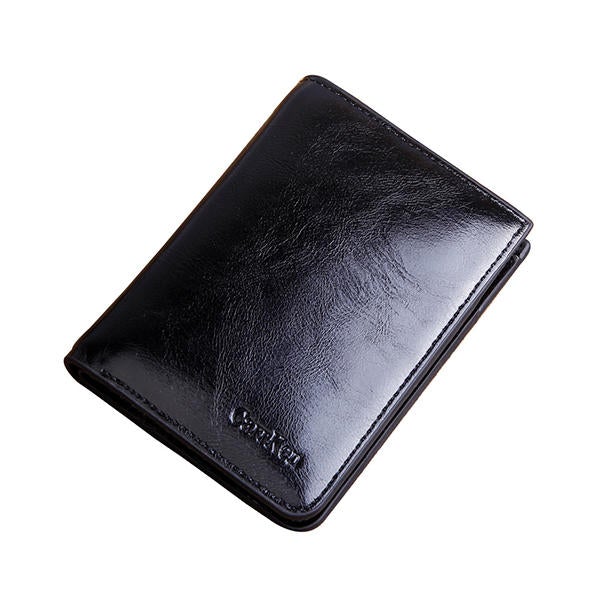 Men Large Capacity Multifunctional Oil Wax Vintage Zipper Hasp Wallet