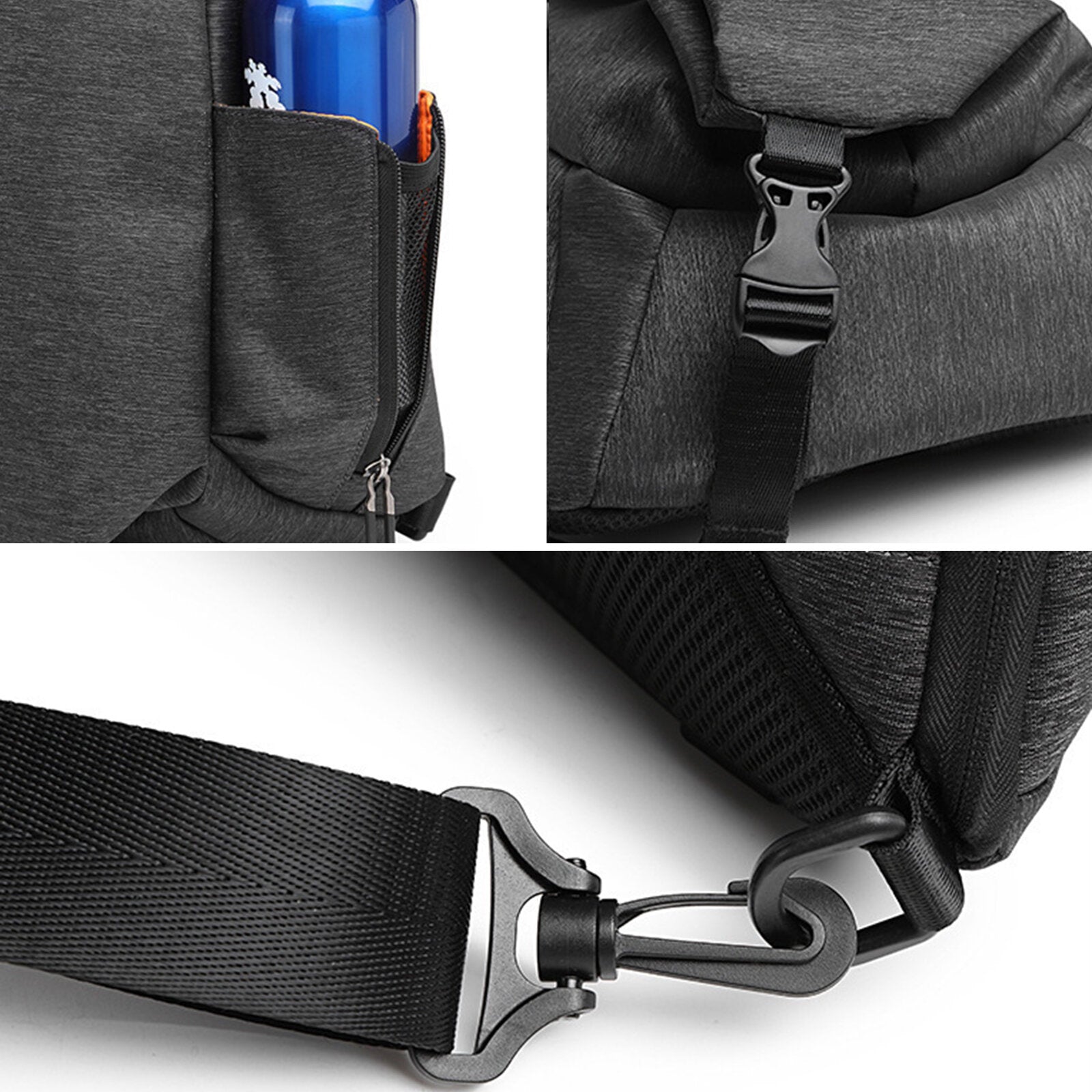 Men Oxfords Cloth Sport Waterproof USB Charging Design Crossbody Bag Adjustable Strap Casual Chest Bag