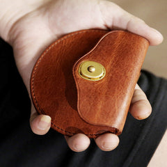 Men Vintage Genuine Leather Mini Round Coin Wallet Purse