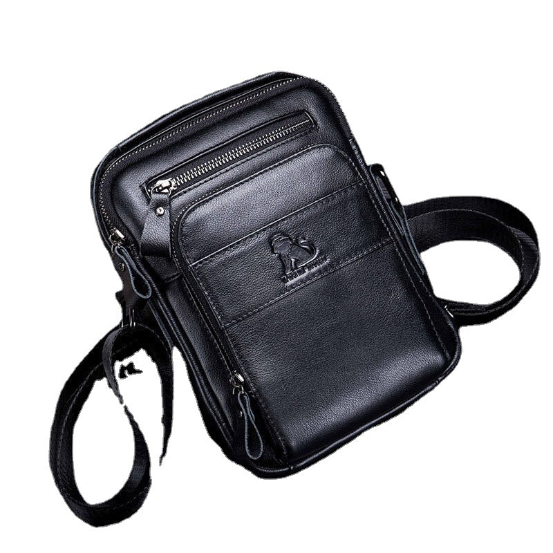 Men Genuine Leather Multifunction Multi-Pocket Waterproof Crossbody Bag Shoulder Bag