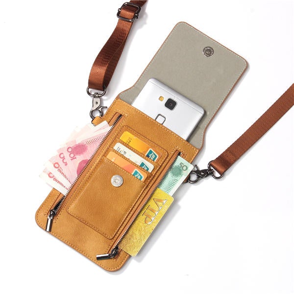 Vintage PU Leather Card Holder 6inch Phone Shoulder Bag Crossbody Bags