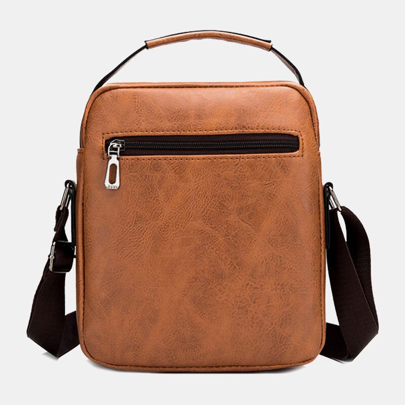 Men Vertical Large Capacity Waterproof Breathable Crossbody Bags Retro Sport Casual Soft Leather Messenger Bag Shoulder Handbag