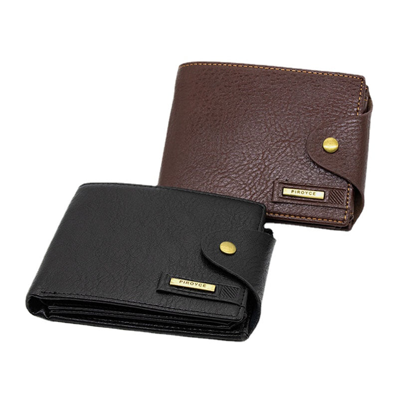 Men PU Leather Trifold Hasp Large Capacity Retro Casual Card Holder Coin Wallet