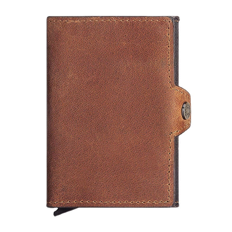 Men Retro RFID Blocking Antimagnetic Cowhide Wallet Casual Multi-card Slot Hasp Card Holder Multifunction Money Clip