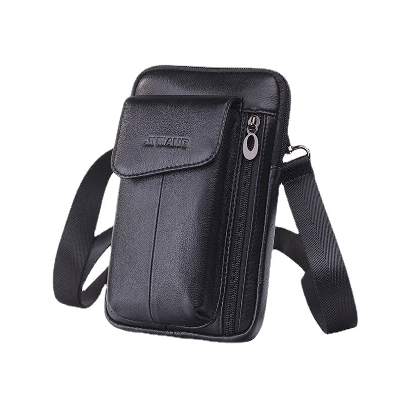 Men Genuine Leather 7 inch Phone Bag Waist Bag Belt Bag Shoulder Bag Crossbody Bag