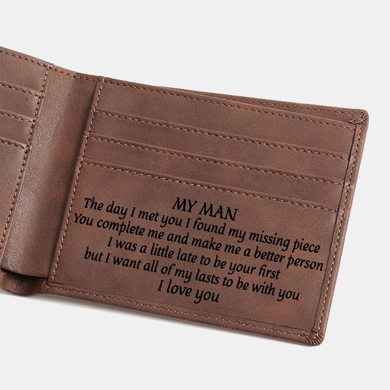 Men Bifold Leather Wallets Laser Laser Lettering PU Leather Card Holder Coin Purse Wallets