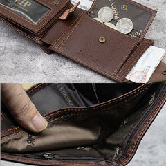 Men PU Leather Trifold Hasp Large Capacity Retro Casual Card Holder Coin Wallet