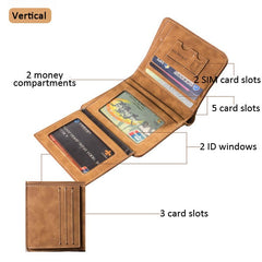 Men Multi Card Slots Wallet Card Holder Slim Wallet with 8 Card SLots & 2 ID Windows