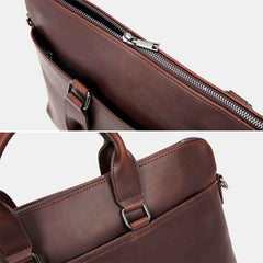 Men Vintage Faux Leather Multi-Carry Large Capacity Solid Color Briefcase Handbags Business Crossbody Bag