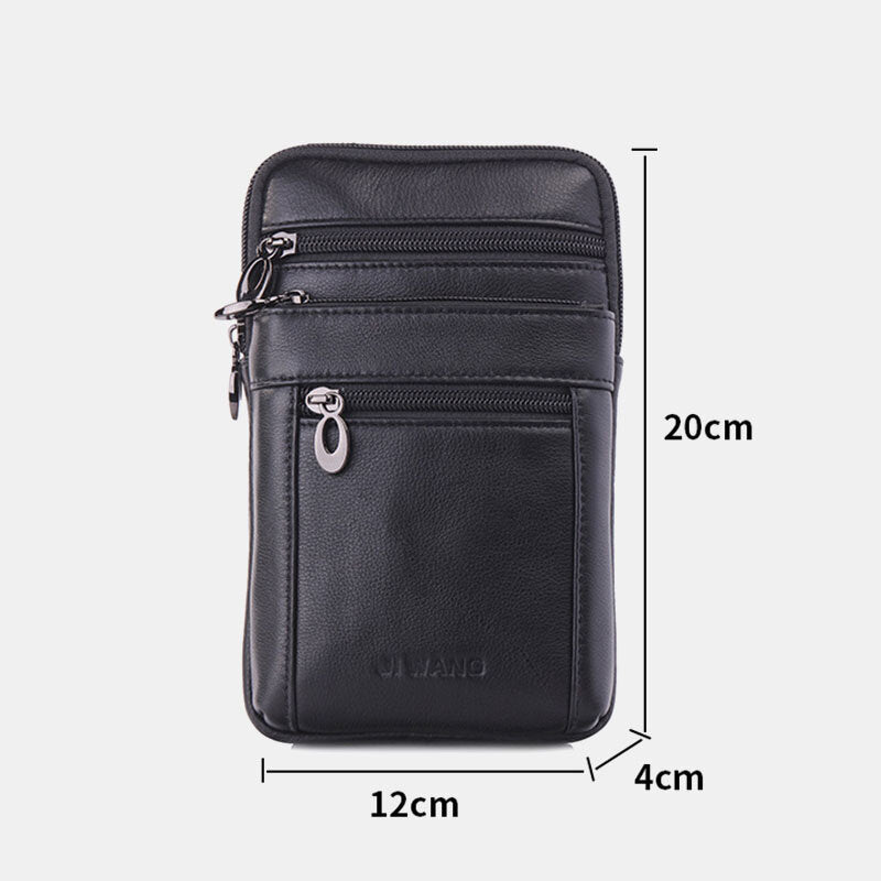 Men Genuine Leather 7 inch Phone Bag Waist Bag Belt Bag Shoulder Bag Crossbody Bag