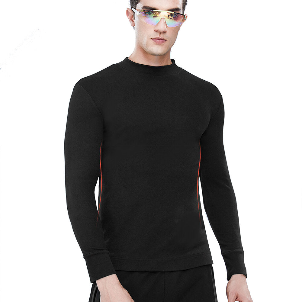 Men's Thermal Aerogel Top: Moisture-Wicking, Semi-High Neck, Long Sleeve, Warm Autumn/Winter Wear