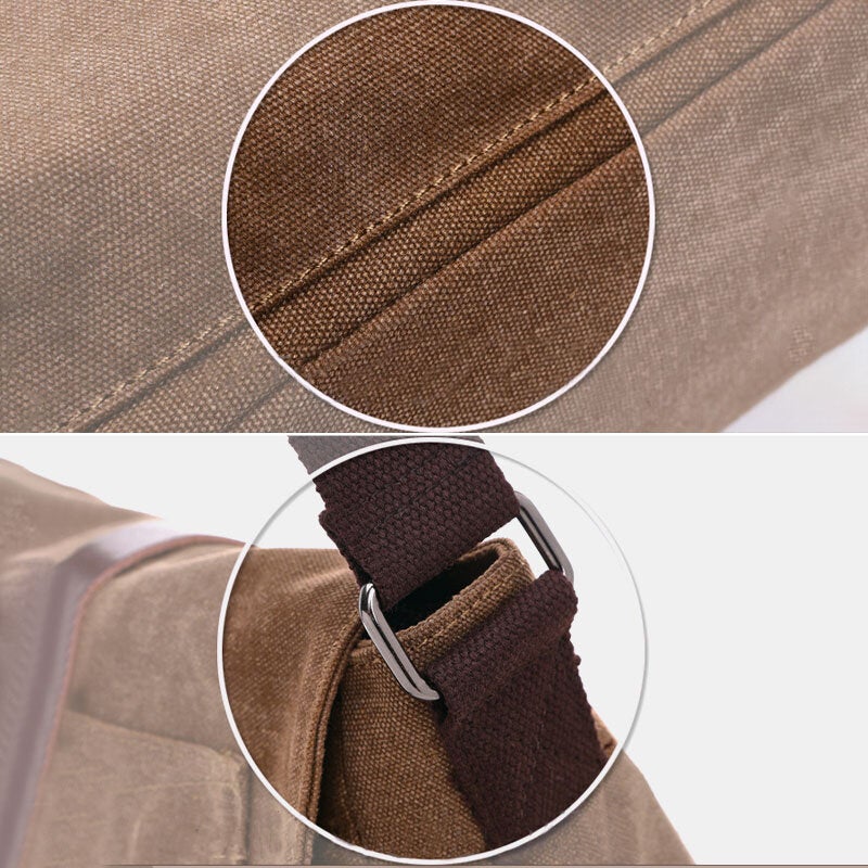 Men Canvas Back Anti-theft Zipper Pocket Crossbody Bags Casual Large Capacity 6.3 Inch Phone Bag Shoulder