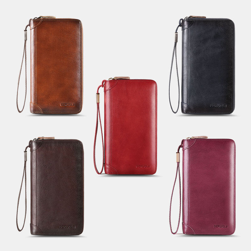 Men Rubbed Color Cowhide RFID Anti-magnetic 45 Card Slot Card Case Organ Card Holder Clutch Wallets