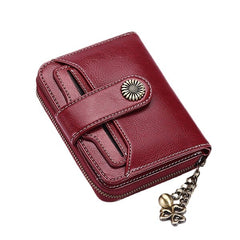 Women Genuine Leather Short Section Multi-function Coin Purse Card Holder Wallet