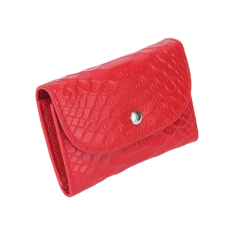 women genuine leather multifunction lychee pattern coin bag small wallet