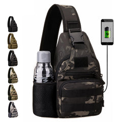 Cycling Sports Chest Bag Outdoor Tactics Backpack with USB Charging Chest Bag Leisure Bag