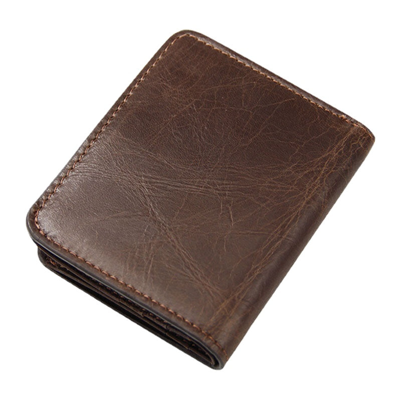 Men Genuine Leather Multi-card Slot Retro Casual Short ID Wallets Card Case Money Clip Coin Purse Wallet