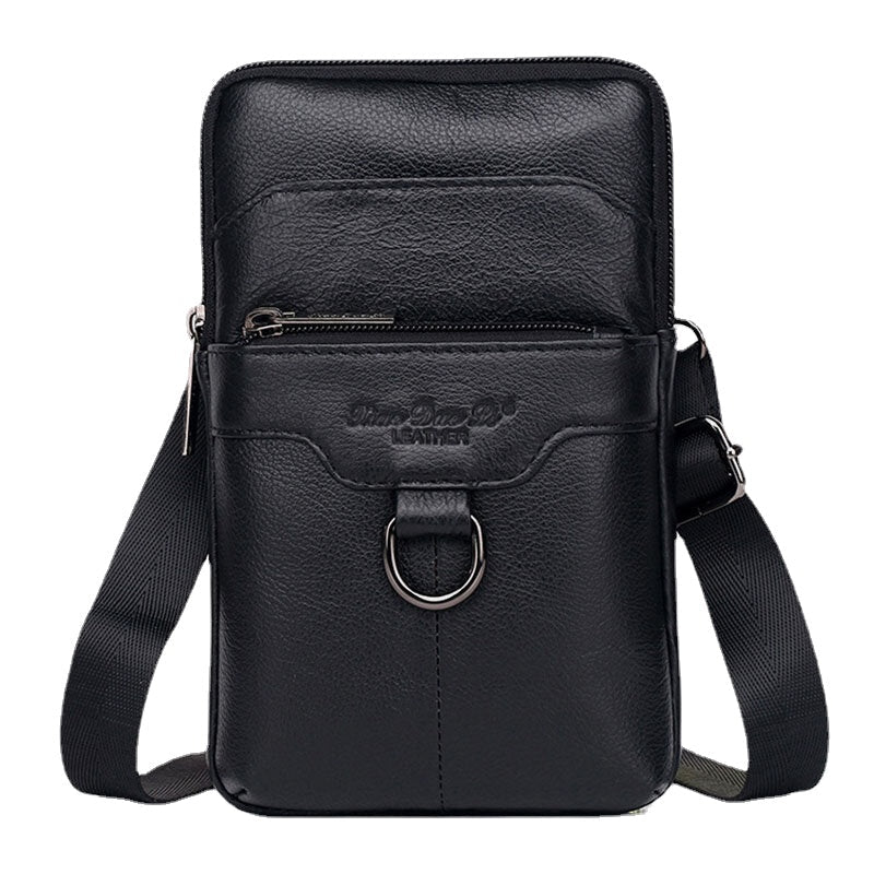 Men Genuine Leather Cowhide Vintage Business 6.5 Inch Phone Bag Crossbody Bag Waist Bag Sling Bag