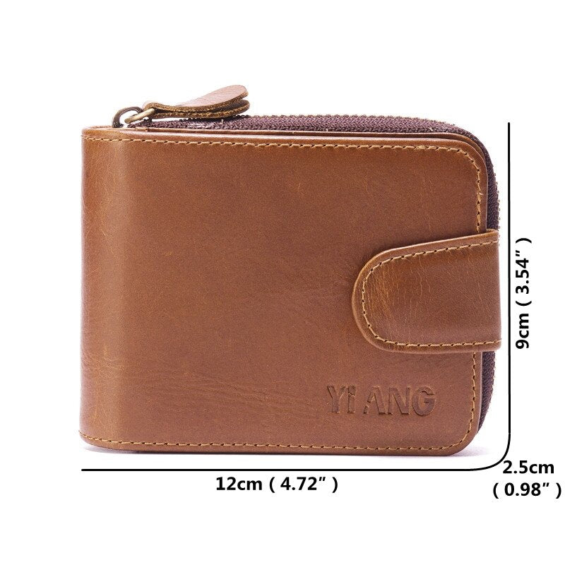 Men Genuine Leather Keys Coin Bag 16 Card Slots Photo Holder Back Slot Oil Wax Wallet