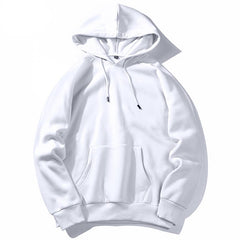 Warm Fleece Hoodies Men Sweatshirts Spring Autumn Solid White Color Hip Hop Streetwear Hoody Man's Clothing