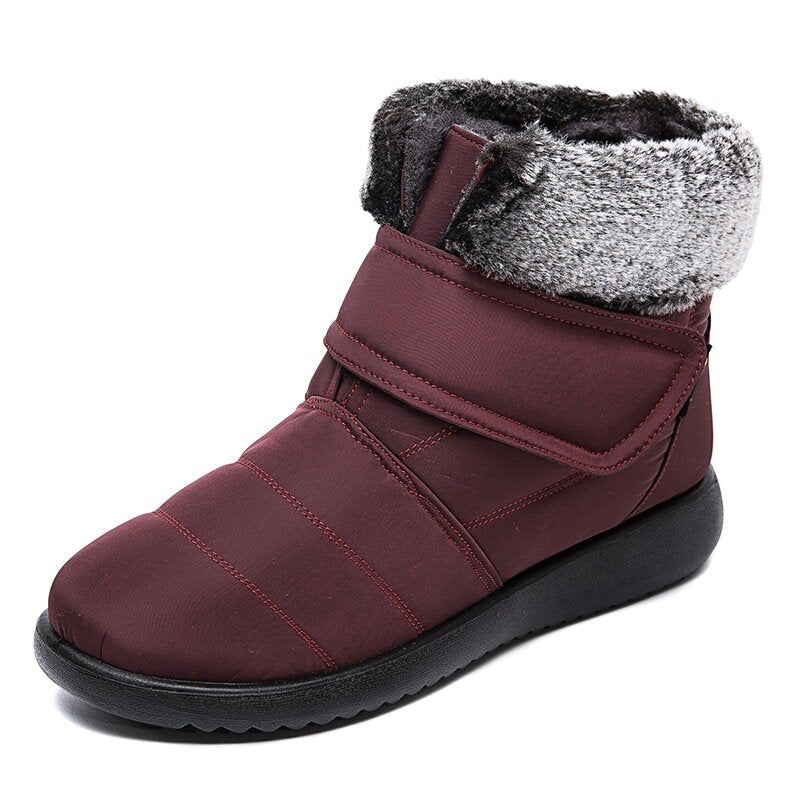 Women Large Size Warm Lined Hook Loop Plus Velvet Ankle Snow Boots