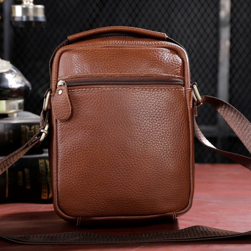 Men Genuine Leather Multi-pocket Vintage 6.3 Inch Phone Bag Crossbody Bags Shoulder Handbag