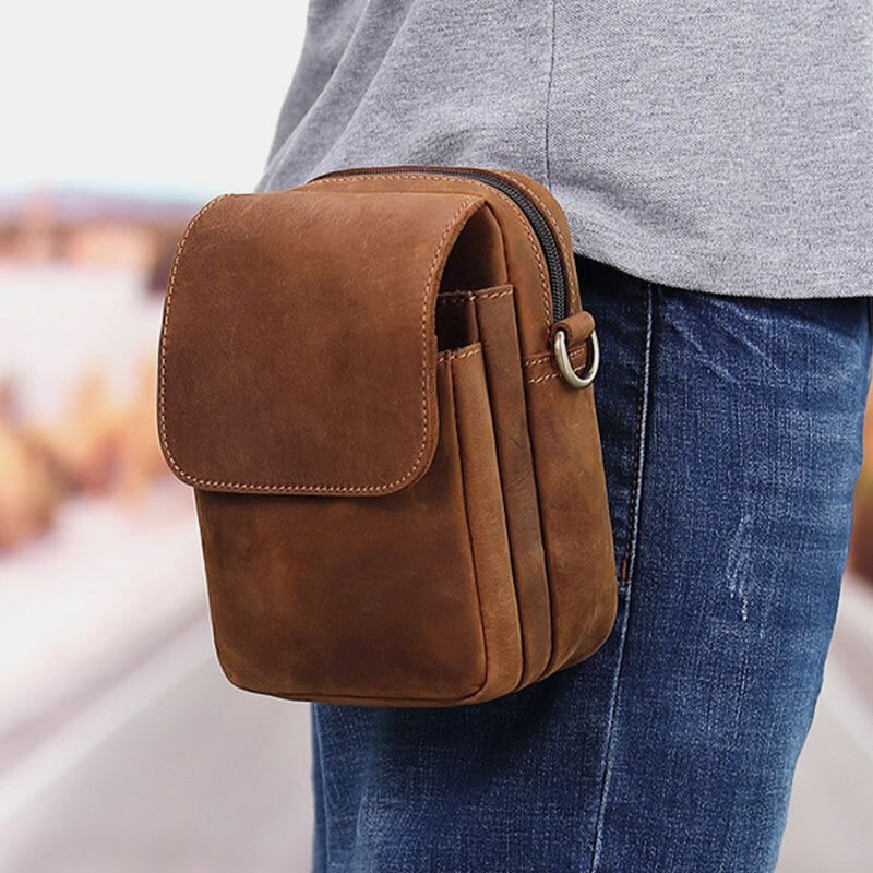 Men Genuine Leather Multi-slots Retro Multifunctional Wallet Phone Bag Waist Bag