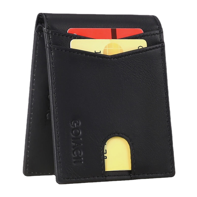 Men Short Oil Wax First Layer Cowhide Wallet RFID Blocking Multi-card Slot Card Holder Coin Purse