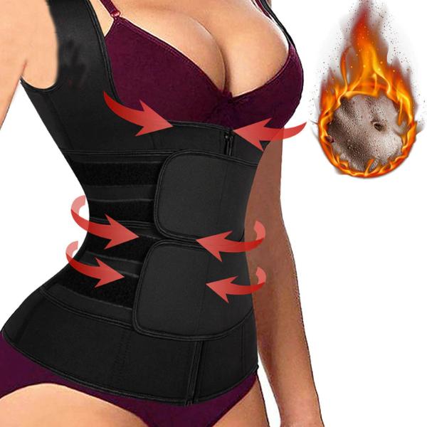 Zipper Double Belts Waist Corset Weight Loss Slimming Sweat Vest Workout Body Tank Top