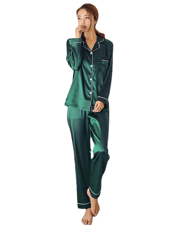 Womens Silk Satin Set Sleepwear Couple Suit Sleep Pyjamas Two Piece Set