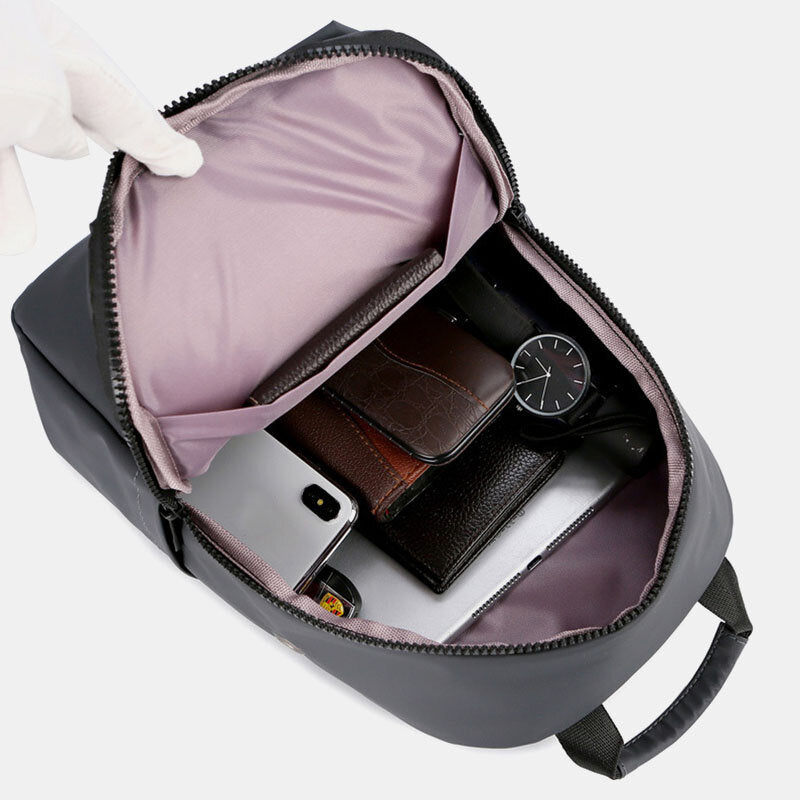 Waterproof Business Casual Solid With Earphone Hole Backpack Crossbody Bag Chest Bag For Male