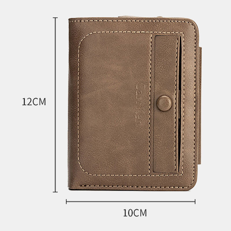 Men Faux Leather Retro Business Trifold Multi-slot Card Holder Wallet