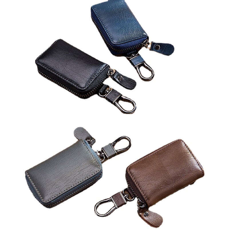 Men Genuine Leather Retro Mini Key Case Bag Large Capcity Fashion Car Keychain Wallet