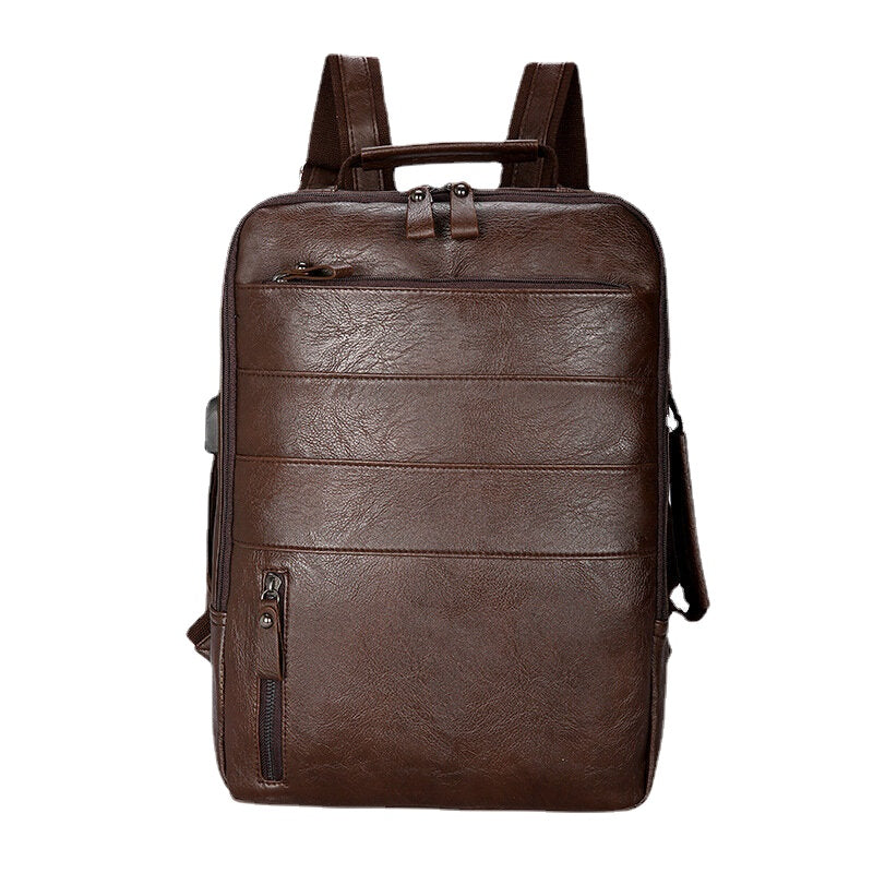 Men Faux Leather Large Capacity Backpack Handbag