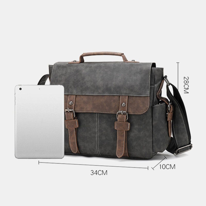 Men PU Leather Flap-Over Large Capacity Crossbody Bags Casual Fashion Multi-pocket Messenger Bag Handbag Shoulder