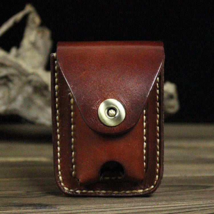 Men Genuine Leather Casual Cigarette Case Lighter Bag