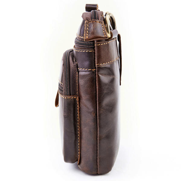 Men Phone Bag Multifunction Oil Wax Genuine Leather Shoulder Crossbody Bag Waist Bag