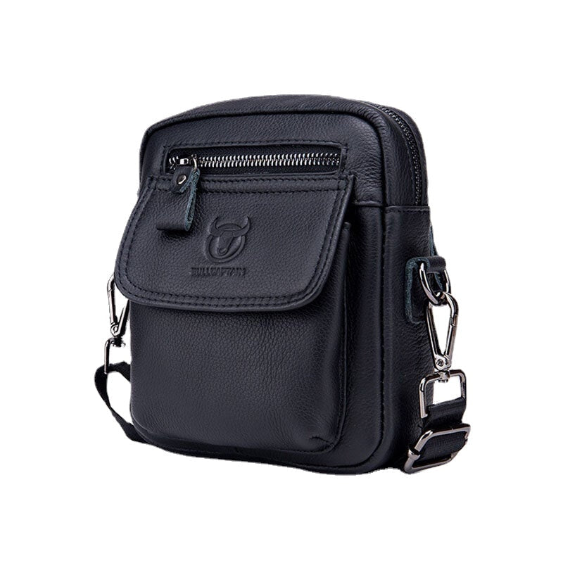 Men Genuine Leather Waterproof Multifunction Multi-Layers Crossbody Bag