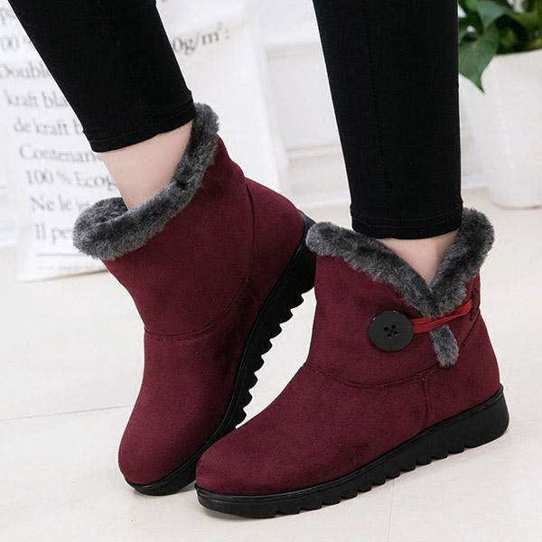 Women Buckle Comfortable Keep Warm Soft Ankle Snow Boots