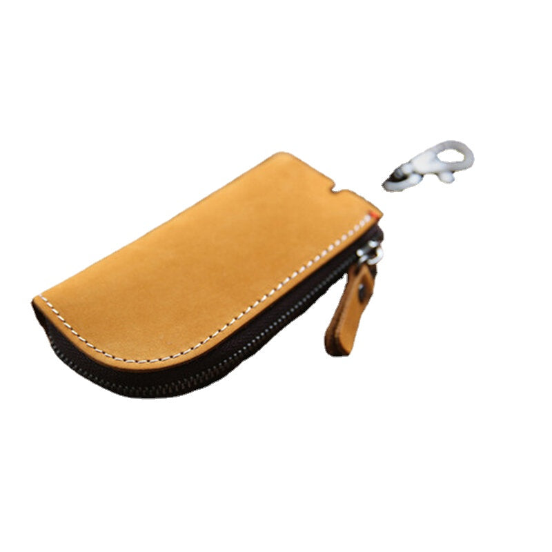 Men Genuine Leather Cowhide Mini Easy Carry Hanging Car Key Bag Keychain Wallet